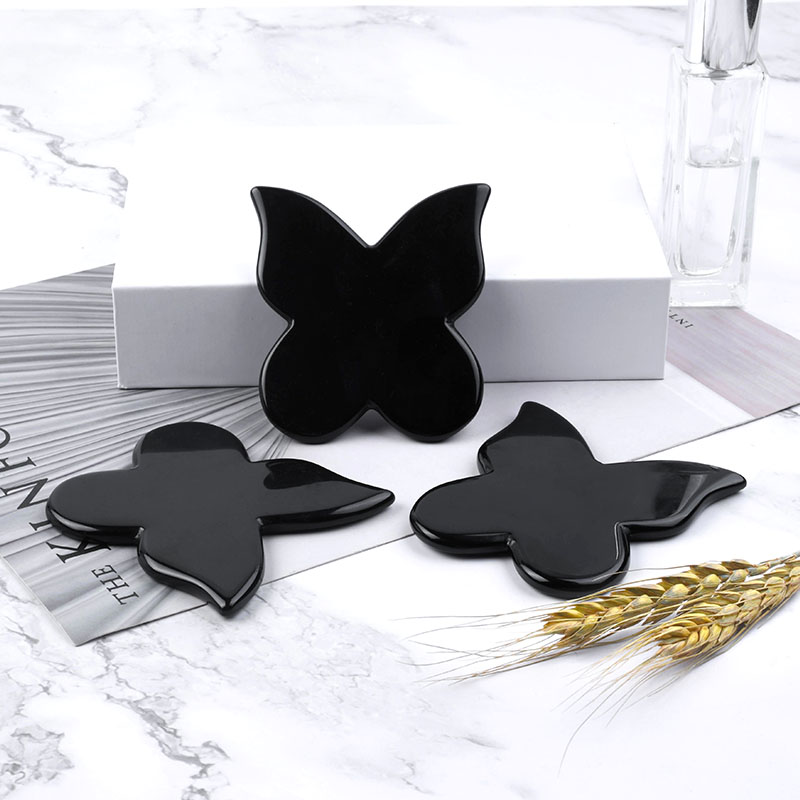 black obsidian gua sha butterfly