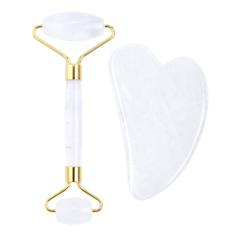 clear quartz roller gua sha set