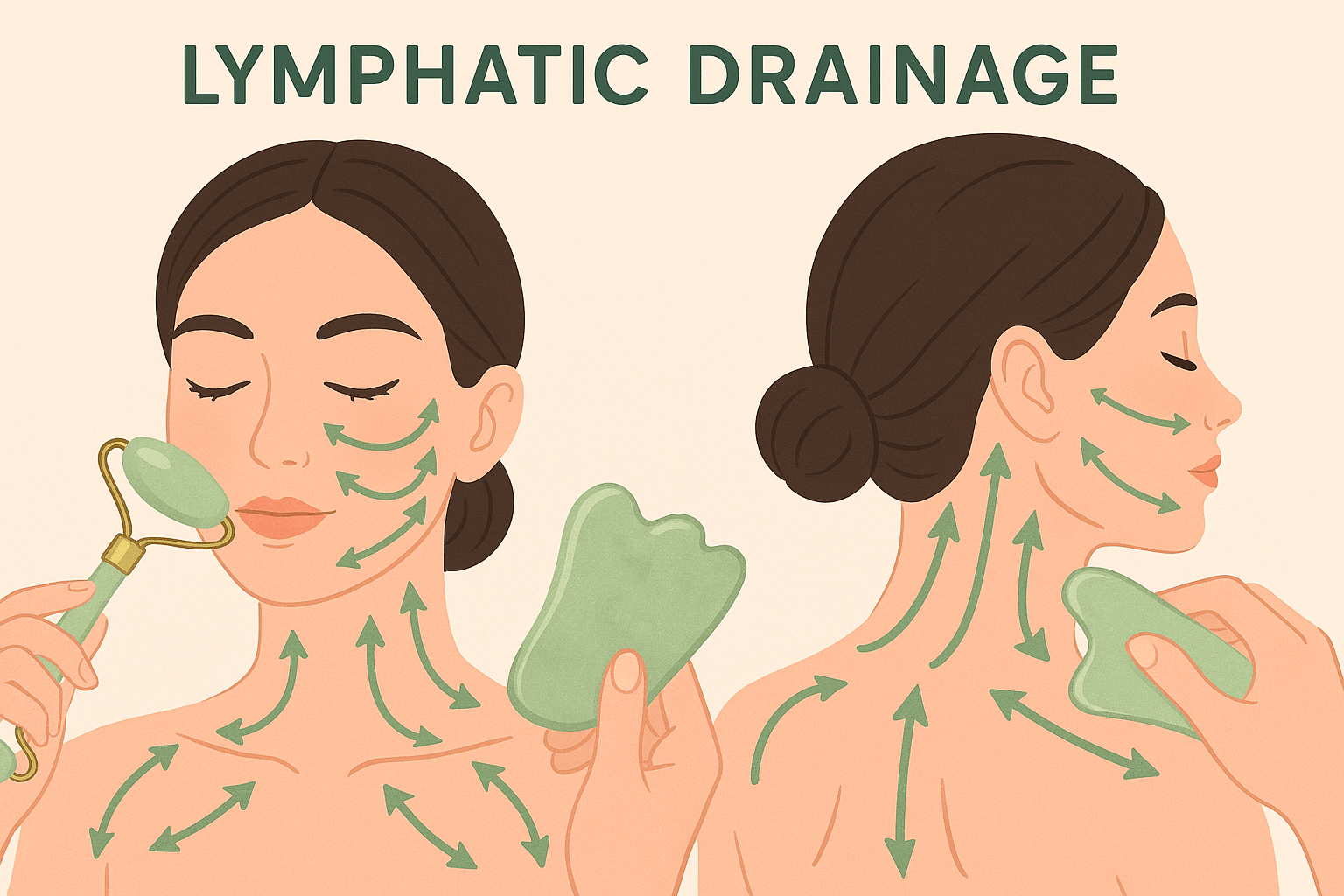 jade roller and gua sha for lymphatic drainage